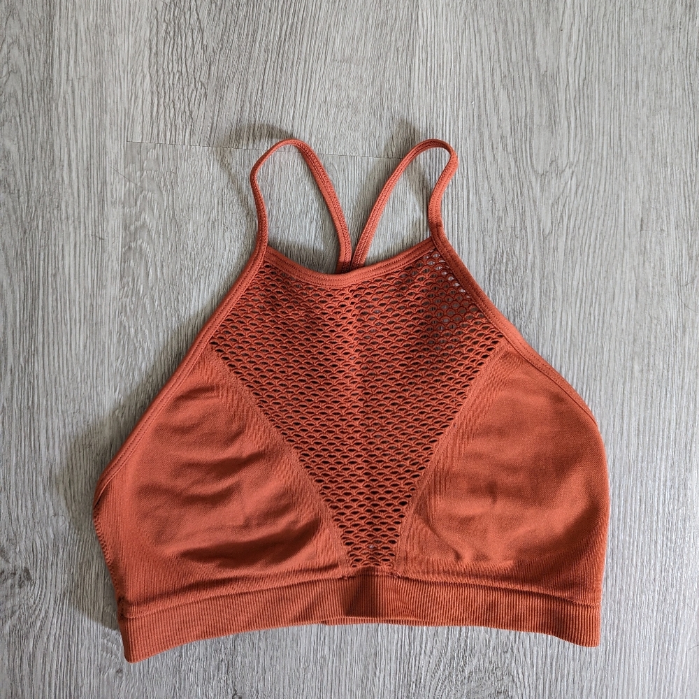 Victoria's secret sports bra orange yoga crop top size M medium